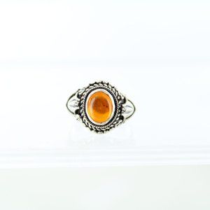 925 Sterling Silver Amber Ring